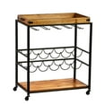thumbnail image 3 of HomeRoots Metal Bar Cart with Wine Storage, Brown & Black, 3 of 8