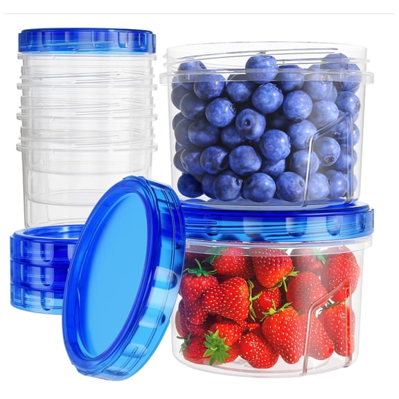 6 Pack-32oz Freezer Storage Containers, Plastic Food Storage Containers with Twist Top Lids, and Reusable Soup Containers with Lids,Leakproof/Microwave/Dishwasher Safe