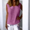 thumbnail image 5 of QIUOMBBP Linen Tank Tops for Women Lapel Collared Crew Neck Solid Color Sleeveless Shirts Loose Lightweight Summer Daily Tshirts Pink XL, 5 of 10
