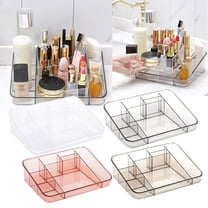 1*Cosmetic Storage Box Makeup Organizer Tray Brush Holder Cosmetics Display Cabinet Storage Box Suitable for Vanity Countertops Bathroom Drawer Compartments Clear Acrylic