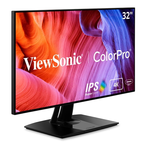 ViewSonic VP3268a-4K Monitor IPS 4K UHD de 32 pulgadas con ergonomía avanzada, 100% sRGB Rec 709, LUT 3D de 14 bits, cuidado de la vista, compatibilidad con HDR10, USB C de 90 W, RJ45, HDR10