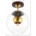 thumbnail image 3 of SAFAVIEH Clyenne 10 in. Modern Dark Walnut Iron Mount Light with Clear Shade, 3 of 6