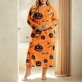 thumbnail image 5 of Women's Plus Halloween Maxi Nightgown Fall Crewneck Long Sleeve Printed Casual Loose Fit Pajamas Sleep Dresses M-3XL, 5 of 6