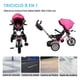 thumbnail image 5 of Triciclo para Niños The Baby Shop  para bebés, evolutivo Luz y Sonido Rosa - 8 en 1, 5 of 9
