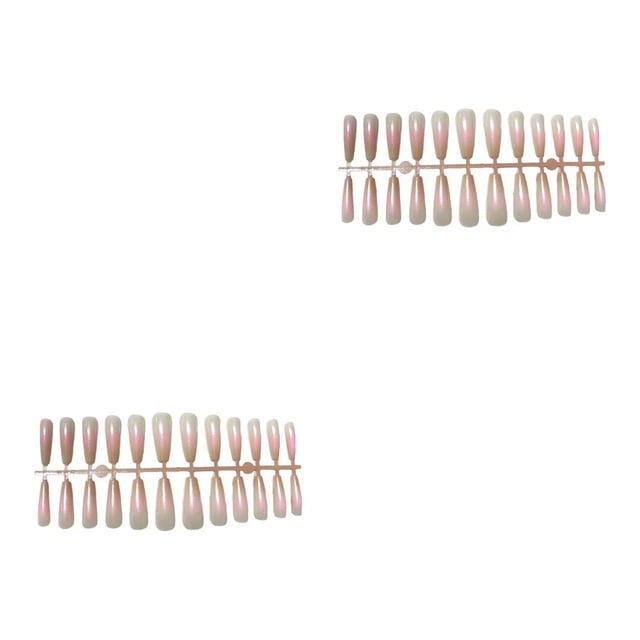 Minnieouse 24 Pieces Fake Nails Shiny Surface Press-on Long Fingernail Elegant Artificial Coffin Design Accessory Nail Tips for DIY Type7 NO7