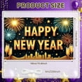 thumbnail image 2 of Golden Lettering Happy New Year Banner Firework Design New Year Display Star Pattern City New Year Backdrop for New Year Party Holiday Celebration Indoor Decoration, 2 of 9