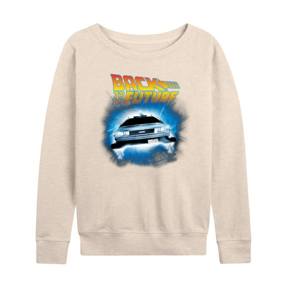 Back To The Future - Flying DeLorean - Women's Lightweight French Terry Long Sleeve Shirt