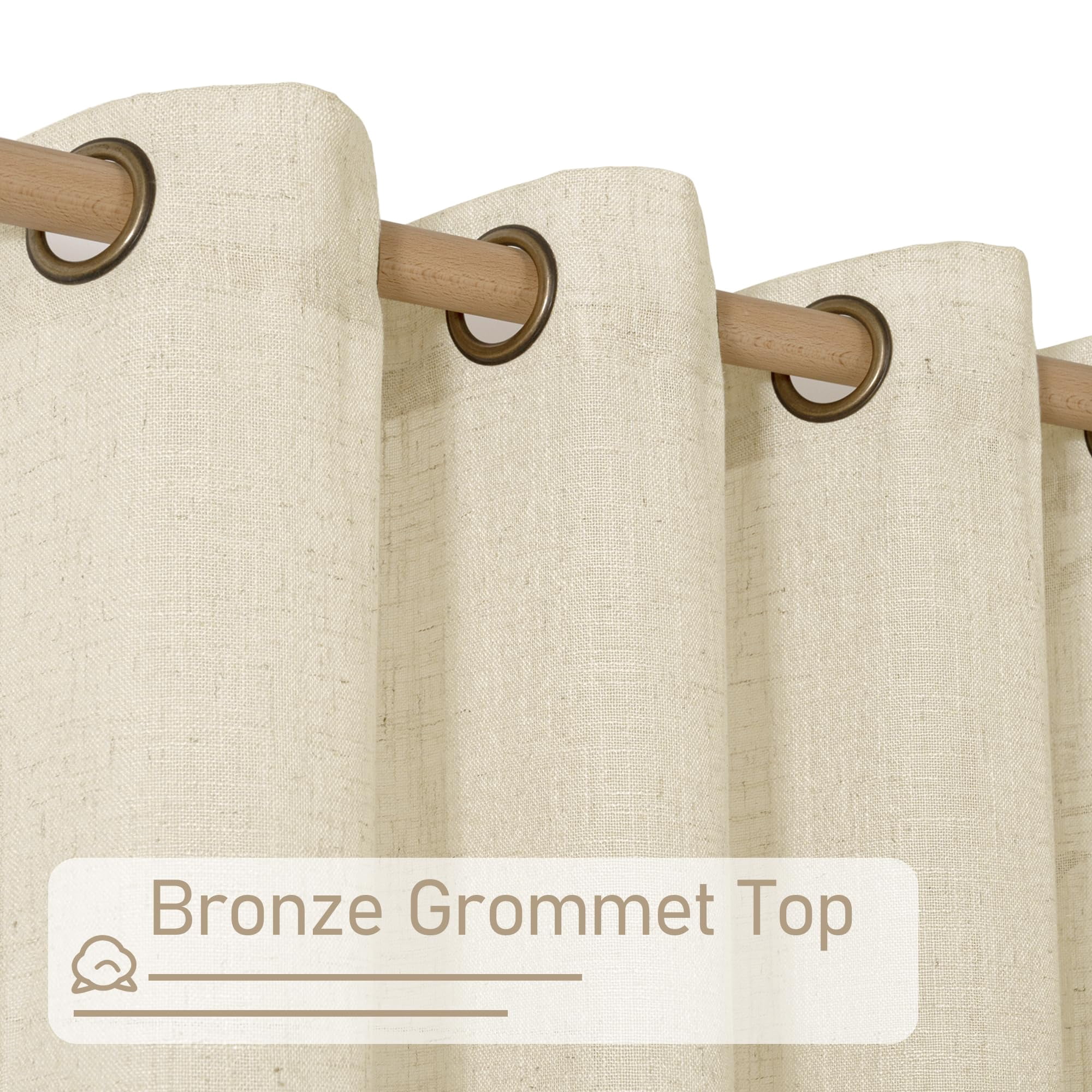 Sheer Linen Curtains 84 Inches Long Light Filtering Boho Window Treatments Semi Sheer Neutral Drapes with Bronze Grommet for Living Room and Bedroom 2 Panels Set
