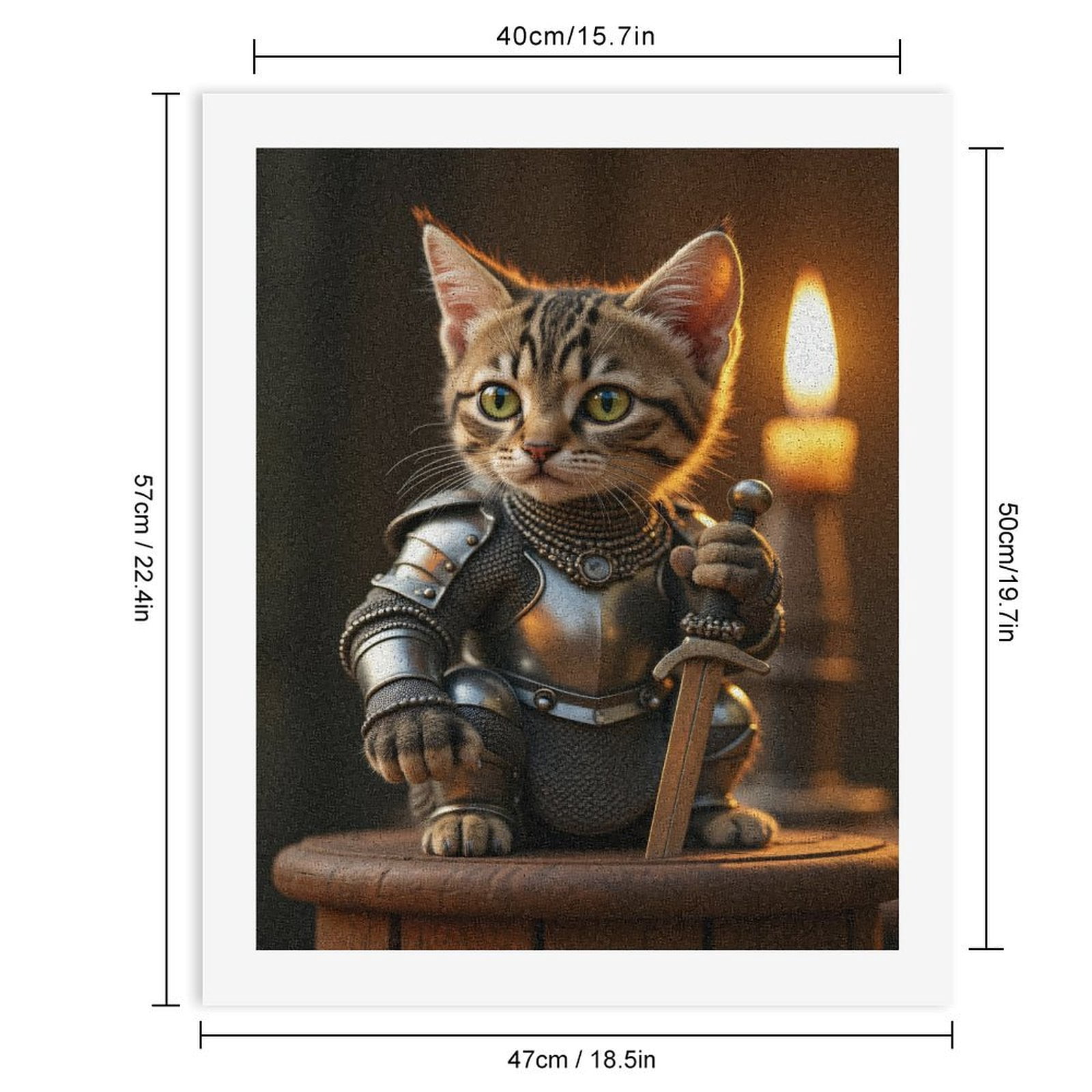 Paint By Numbers Kit for Adults Beginner - DIY Cat Knight Armor Candle Sword Canvas Painting Kits for Adults, Frameless Paint By Number for Adults for Home Wall Decor 16x20 Inch