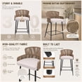 thumbnail image 6 of Guyou Farmhouse Woven Bar stools Set of 2, 27 Inch Linen Upholstered Rattan Counter Height Bar Chairs, Modern Cane Kitchen Island Chairs with Curved Back for Dining Room Patio Garden, White, 6 of 11