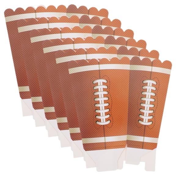 Zehuanyu 6-Pack Rugby Football Popcorn Boxes, Paper Bowls, Cones & Buckets for Sports & Football Party Supplies