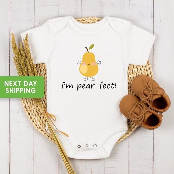 Baby Bodysuit BELLA CANVAS I'M Pear-Fect Baby Onesie, Cute Pear Pun Onesie, Vegan Baby Onesie, Cute Fruit Baby Onesie