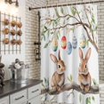 thumbnail image 3 of Shower Curtain for Bathroom Watercolor Rabbit Easter Egg on White Waterproof Bath Curtains Shower Curtains with Hooks,Spring Green Leaves Bathroom Curtain Privacy Drapes for Bathtubs Toilet 36x72in, 3 of 9
