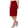 thumbnail image 2 of Moa Collection Women's Elastic High Waist Stretch Comfy Office Work Wear Solid Midi Skirt S-3XL, 2 of 5