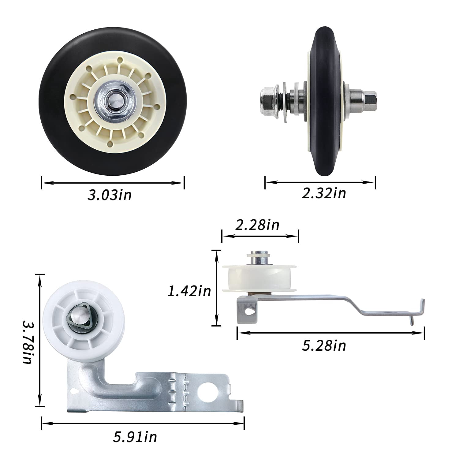 Upgraded Dryer Repair Kit dryer roller kit for LG Kenmore Dryers Includes 4581EL2002C Dryer Drum Roller Assembly 4400EL2001A Dryer Belt and 4561EL3002A Dryer Idler Pulley