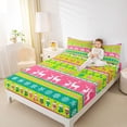 thumbnail image 4 of jejeloiu Cartoon Xmas Reindeer Bed Sheets,Colorful Cute Christmas Stocking King Sheets,Kawaii Santa Claus Sheet Set For Girls Teens,Ultra Soft Home Decor,4 Pieces, 4 of 7