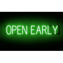 SpellBrite OPEN EARLY LED Sign for Business. 37.0" x 6.3" Green OPEN EARLY Sign Has Neon Sign Look With Energy Efficient LED Light Source. Visible from 500 Feet, 8 Animation Settings.