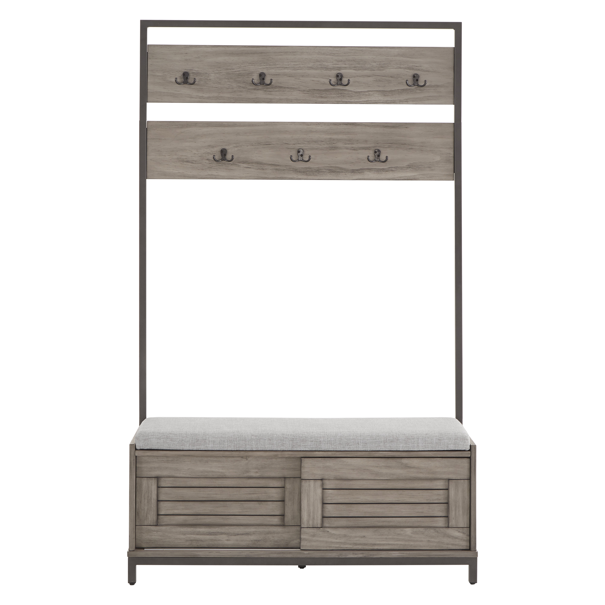 Weston Home Arron Hall Tree With Cabinet & Cushion, Grey