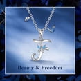 thumbnail image 6 of EUDORA Sterling Silver F Initial Necklaces with Blue Butterfly, Script Letter Alphabet Pendant Jewelry Gift for Women, Mother, 18 inch Chain, 6 of 10
