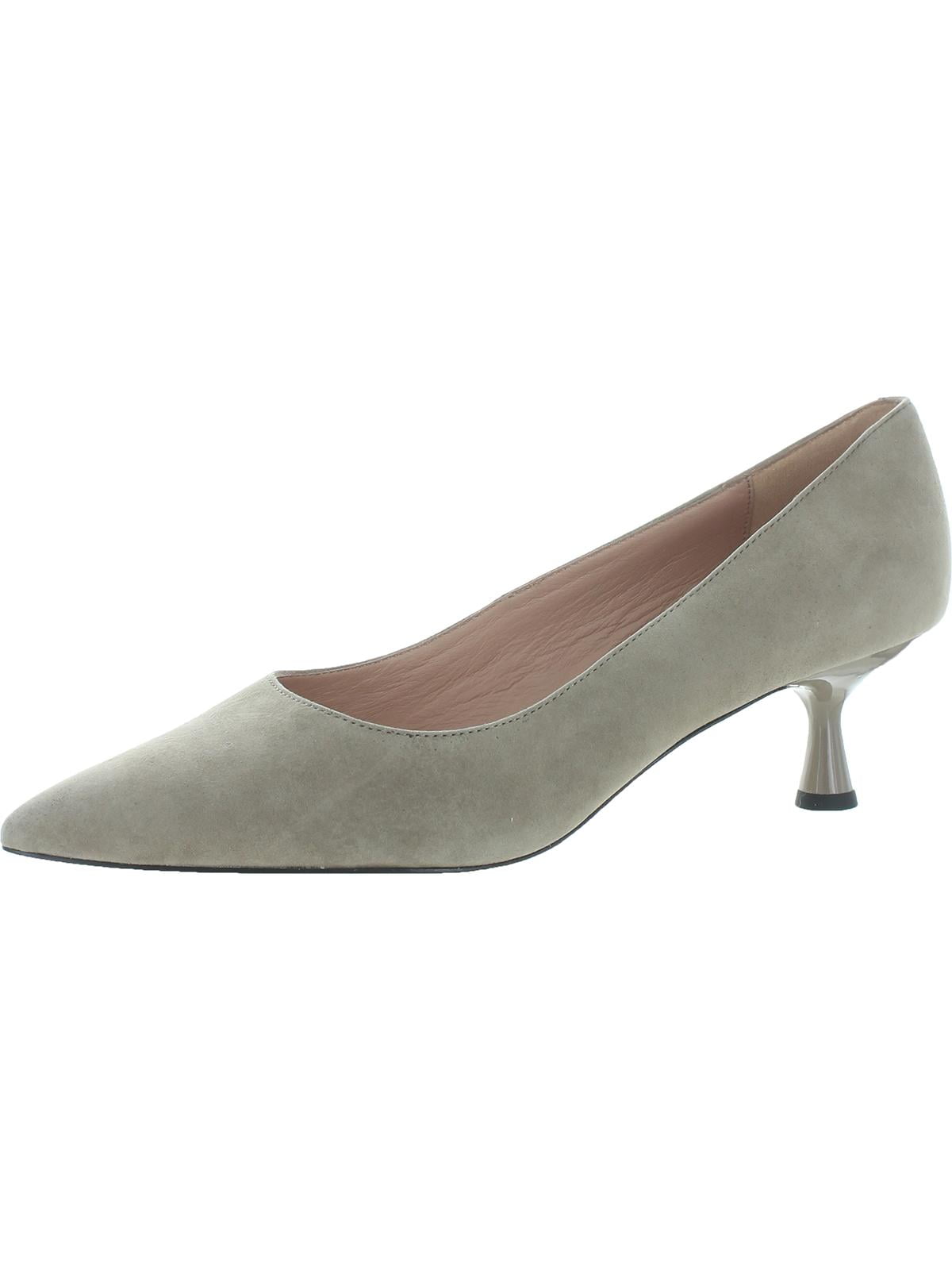 Suede Pointed Toe Kitten Heels Taupe 