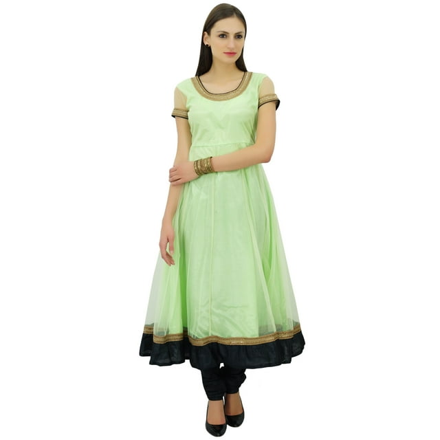 Bimba Flaired Net Anarkali Dress Solid Kurta Kurti Indian Tunic Custom Clothing