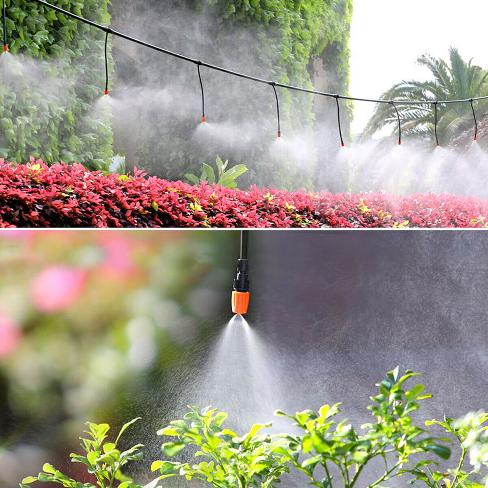 Funien Irrigation Goutte à Goutte Garden Patio Water Mister Air Misting Cooling Micro Irrigation System Sprinkler 5M & 10 goutteurs-têtes 