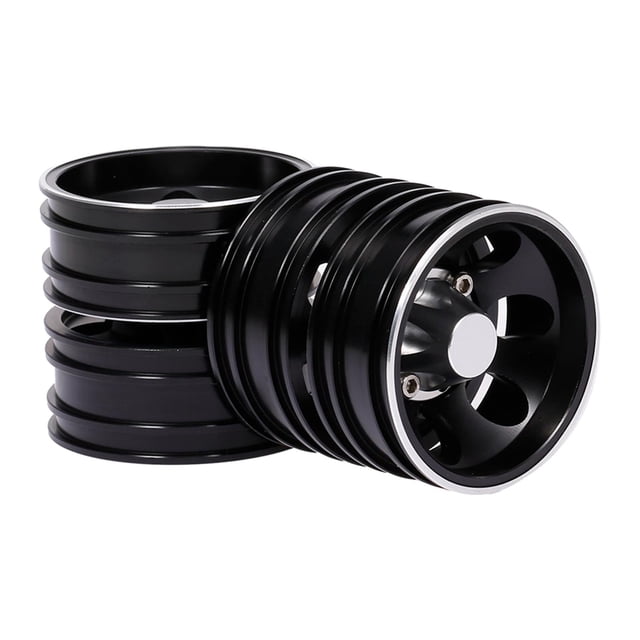 2 Piezas de llantas traseras de metal perfke para llantas mejoradas 1:14 7 agujeros negro
