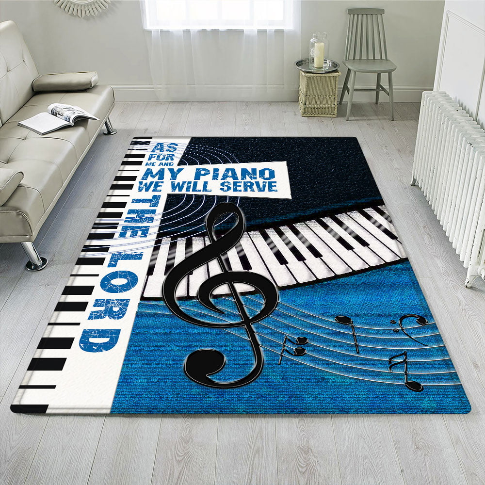1.7 x 2.6 ft Music Nursery Rug Floor Carpet Yoga Mat Naanle Music Piano Keys Non Slip Area Rug for Living Dinning Room Bedroom Kitchen 50 x 80 cm 