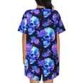 thumbnail image 6 of Fotbe cool crystal Skull flower Print Pajama Set for Women 2 Piece Loungewear Short Sleeve Tops and Shorts Set Soft Sleepwear-3X-Large, 6 of 7
