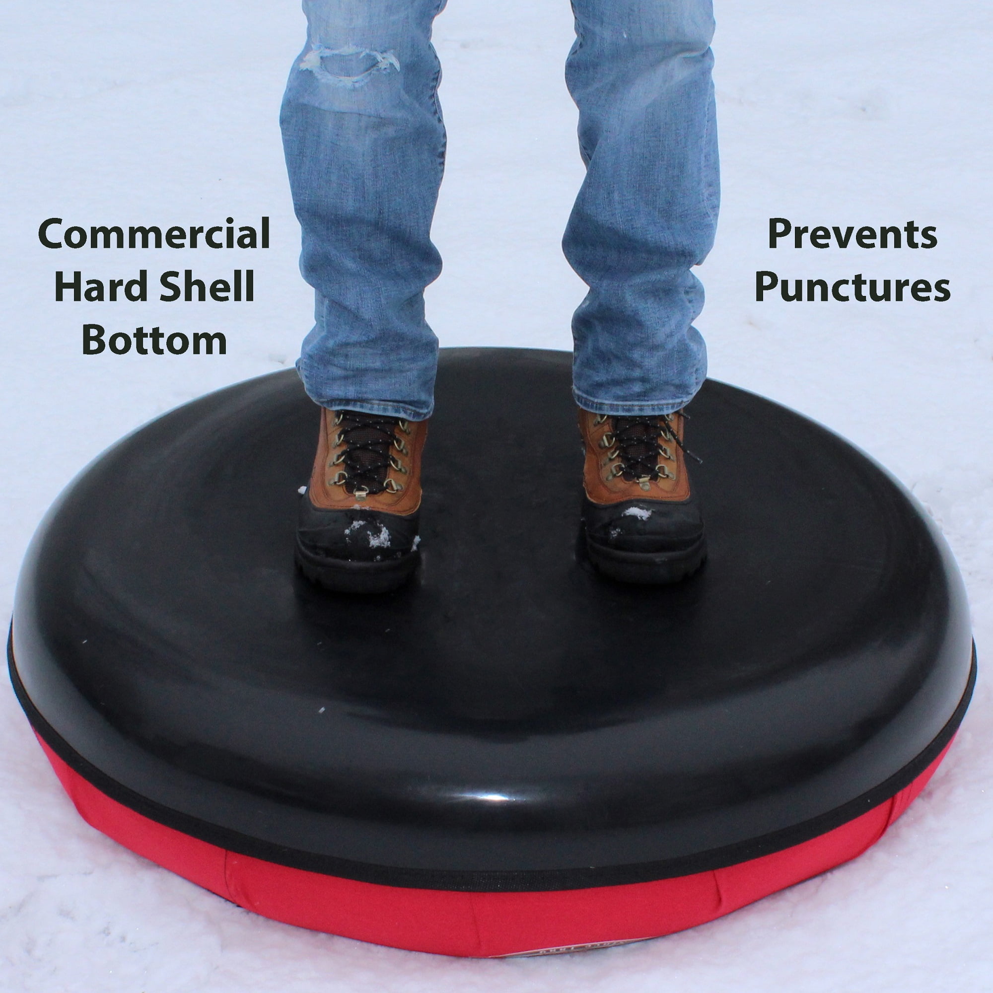 Flexible Flyer Heavy-Duty Snow Tube. Hard Plastic Bottom Inflatable Sled