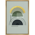 thumbnail image 3 of PixonSign Framed Canvas Print Wall Art Geometric Stacked Semi-Circles Abstract Shapes Illustrations Modern Art Chic Colorful Green Dark for Living Room, Bedroom, Office - 24"x36" Natural, 3 of 5