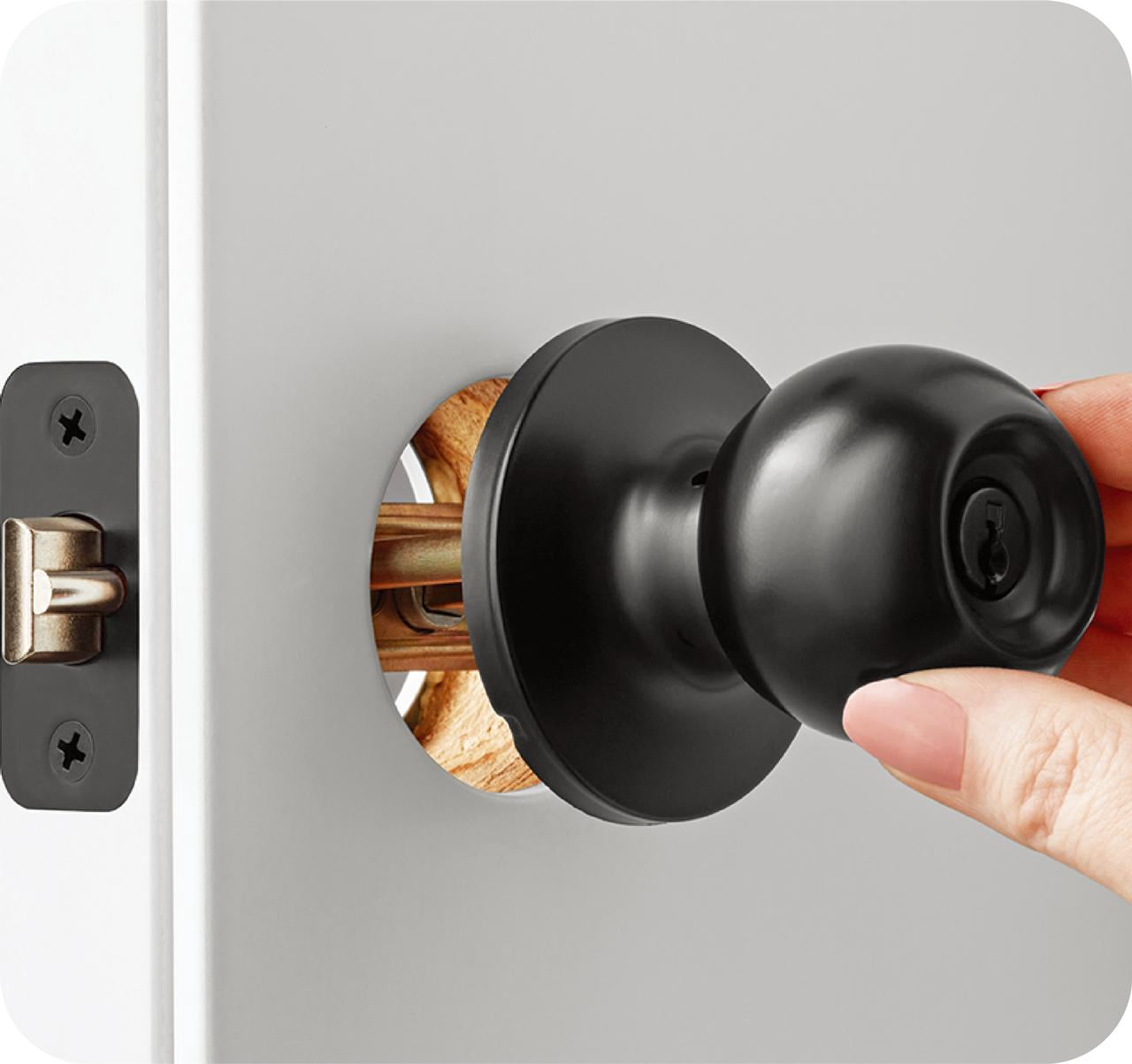 Hyper Tough Keyed Entry Ball Locking Doorknob Matte Black Finish