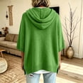 thumbnail image 4 of Tops for Women, Pullover Sweaters for Women Hooded Side Slit Ribbed 3/4 Sleeve Sweaters, Drawstring, Batwing Sleeve, Soft and Comfort Fabric, Drop Shoulder, 4 of 4