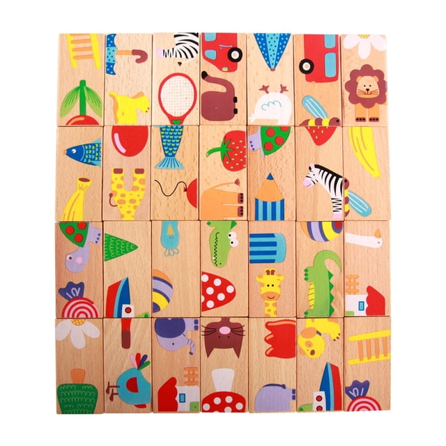 HILABEE 28Pcs Animal Dominoes Interactive Matching Game for Children Boys Girls Baby