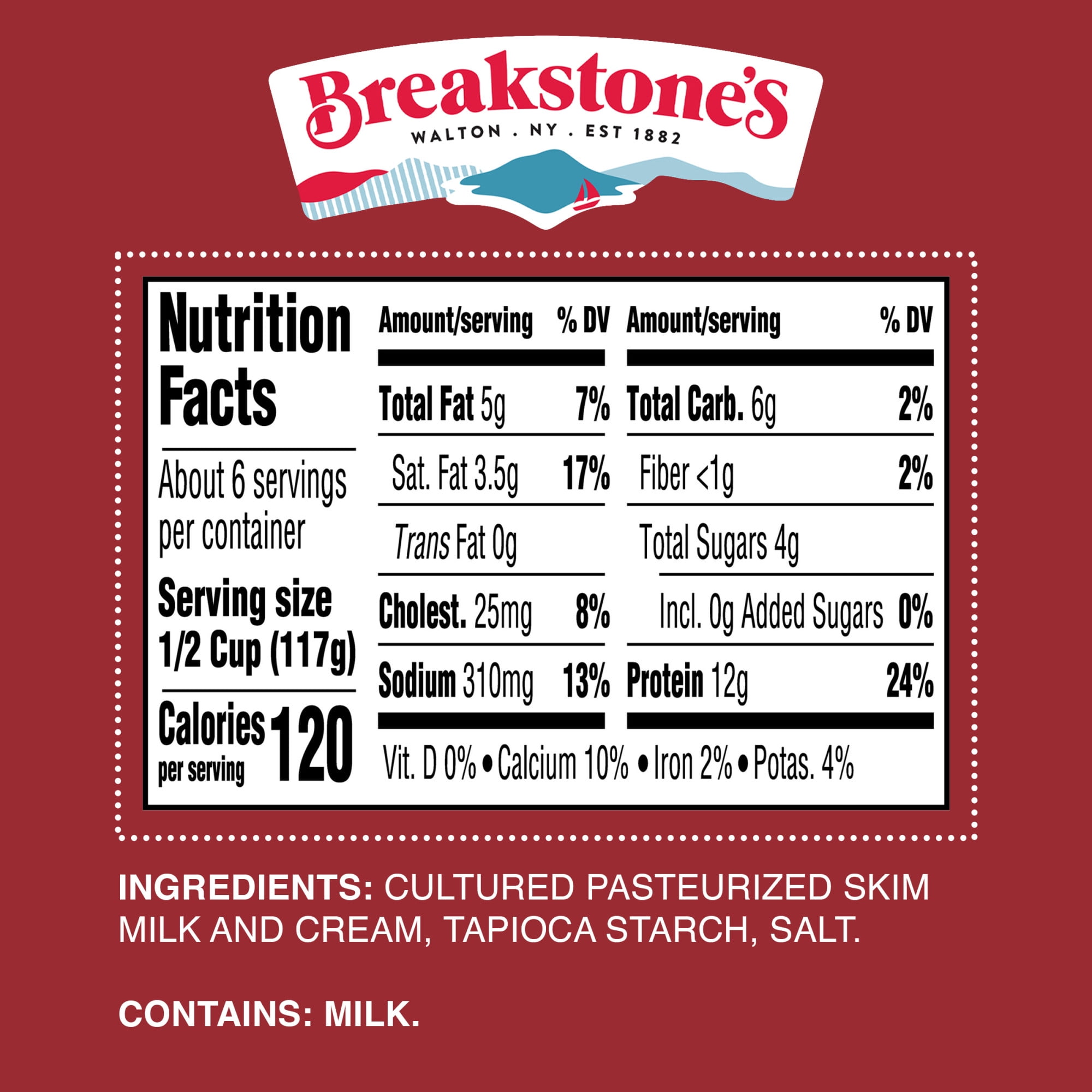 Breakstone's Small Curd Cottage Cheese with 4% Milkfat, 24 oz Tub