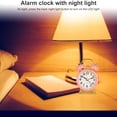 thumbnail image 2 of Alarm Clock Retro Twin Bell Alarm Clock Table Metal Desk Table Analog Clock Silent with Night Light for Home Office, Pink, 2 of 8
