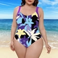 thumbnail image 2 of Women's Elegant Crossover Plus Size Swimsuits Summer New Conservative Hot Spring Vest Strap Printed Sexy Cute Beachwear Soft Tops Bottoms Fashion Bathing Suits Swimwear, 2 of 8