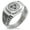 Silver, variant on Stainless Steel Celtic Triskele Triskelion Triple Knot CZ Ribbed Needle Stripe Pattern Biker Style Polished Ring