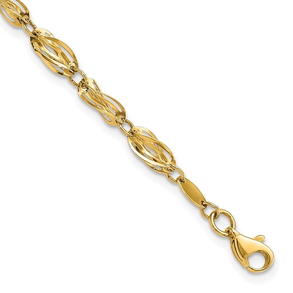 Auriga Fine Jewelry 10K Gold Polished Fancy Bracelet 7.75inch for Women