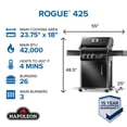 thumbnail image 3 of Napoleon Rogue 425 3-Burner Propane Gas Grill in Black with Cast Iron Cooking Grids and Range Side Burner, 3 of 12