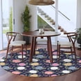 thumbnail image 3 of Round Area Rug 8 Ft, Easter Bunny Washable Non-Slip Circle Carpet for Living Room/Bedroom, Colorful Eggs Spring Leaves Daisy Navy Blue Collection Low-Profile Large Area Rugs for Indoor, 3 of 8