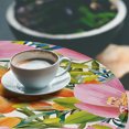 thumbnail image 3 of Ambesonne Orchid Fitted Round Tablecloth, Simple Water Flowers Print, 40"- 44" Diameter, Pastel Pink and Vermilion, 3 of 5
