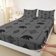 thumbnail image 3 of Feelyou Farmhouse Bear Adult Twin Sheet Sets, Western Boho Damask Bedding, 3-Piece, 3 of 7