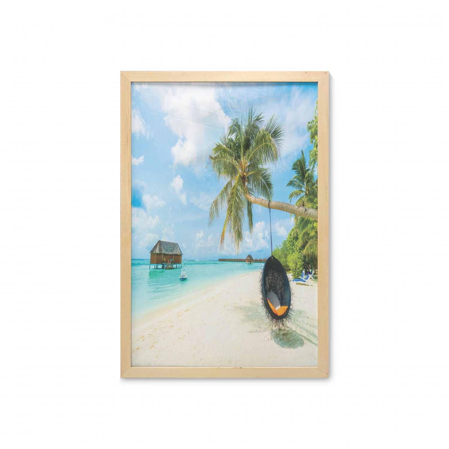 Ocean Wall Art with Frame, Exotic Beach in the Maldives with Crystal ...