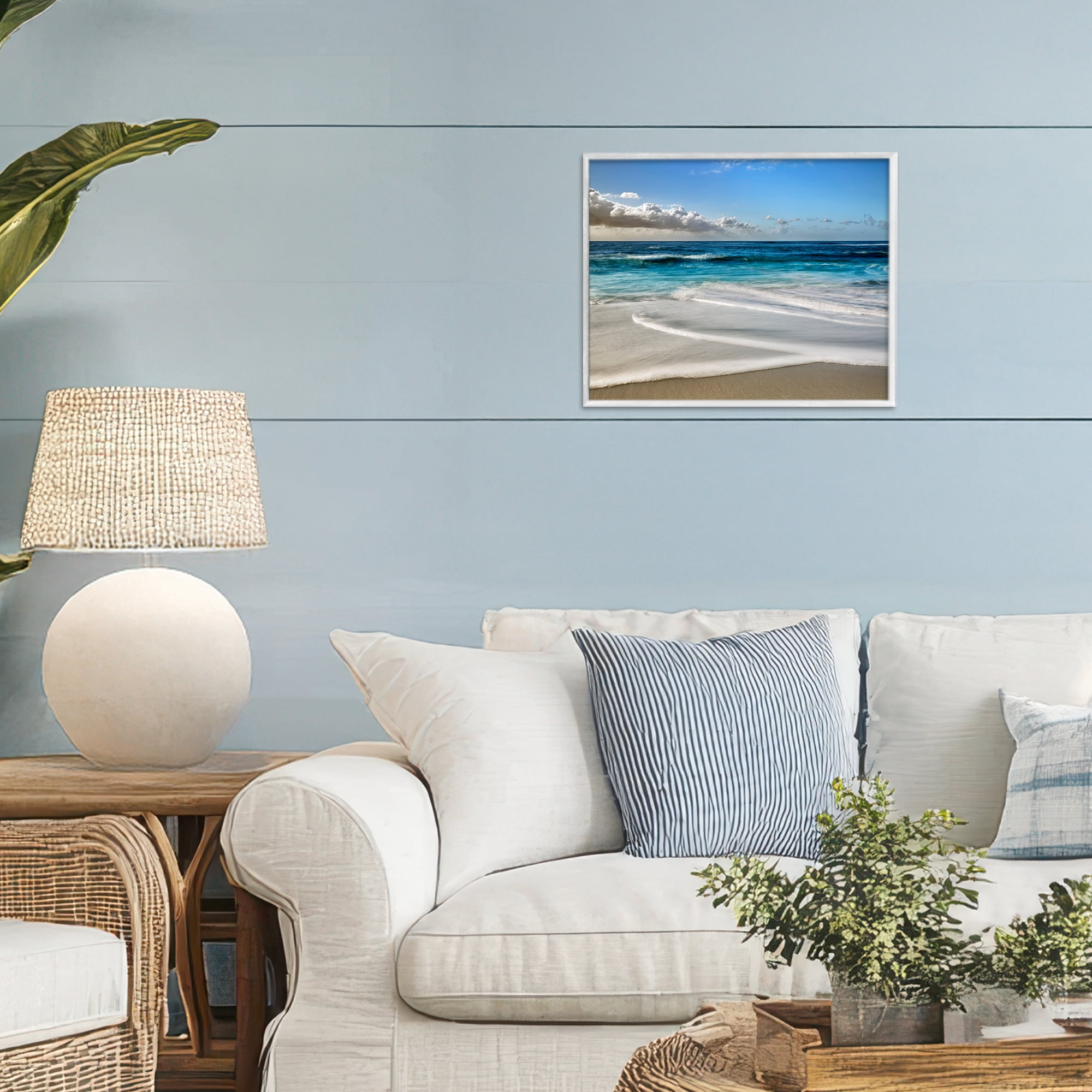 Stupell Industries Morning Foam on Shore White Framed Giclee Art, design by Superstock