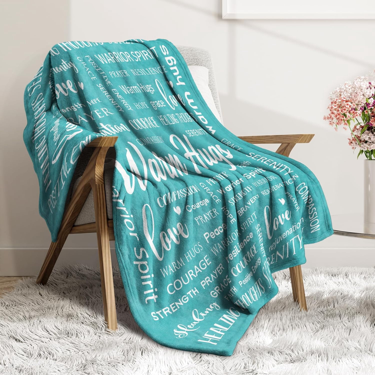 Warm Hugs Healing Blanket - Breast Cancer Gifts for Women, Get Well Soon, Feel Better Gifts for Women Patient, Think of You, Sympathy Gift for Friend Sister, Soft Comfort Throw Blankets 50" x 60"