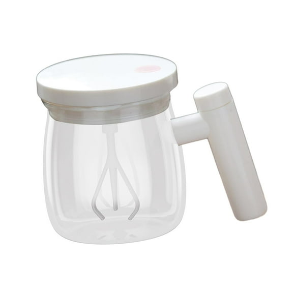 Fiocias Auto Stirring Coffee Mug Glass Self Mixing Cup 400ml Multipurpose Drinks Stirrer White with USB Cable