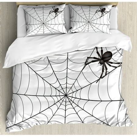 Spider Web Duvet Cover Set Gothic Fairytale Elements Creepy Scary