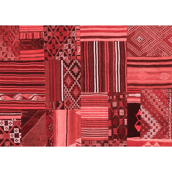 Ahgly Company Indoor Rectangle Patchwork Red Transitional Area Rugs, 2' x 3'