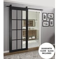 thumbnail image 3 of Sturdy Barn Door | Felicia 3355 Matte Black with Clear Glass | 6.6FT Rail Hangers Heavy Hardware Set | Solid Panel Interior Doors, 3 of 6